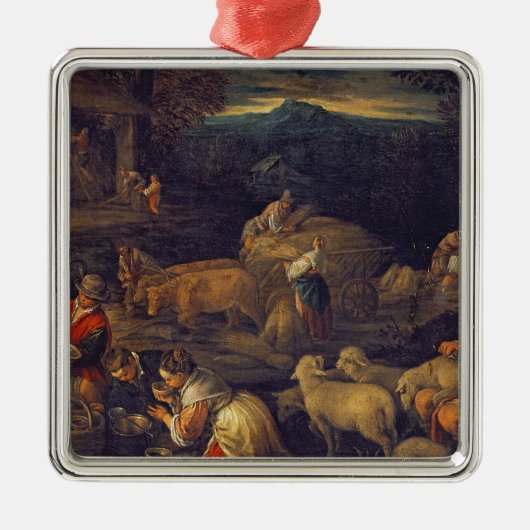 農場の内部かせん断のヒツジ メタルオーナメント (正面)