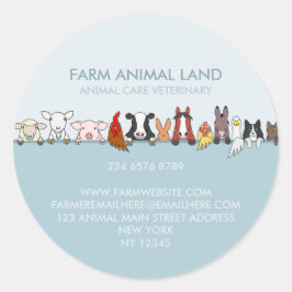 農場の動物たちが下を見ている ラウンドシール