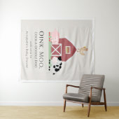 農場の動物たちが出迎えるベージュのベビーシャワーウェルカム タペストリー (インサイチュ(横))