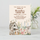 農場の動物たちのお誕生日会（１歳） 招待状 (スタンド正面)