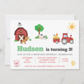 農場の動物たちのかわいい誕生日パーティー - GLS 招待状 (正面)