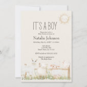 農場の動物たちの牧場の仲間たちベビーシャワー 招待状 (正面)