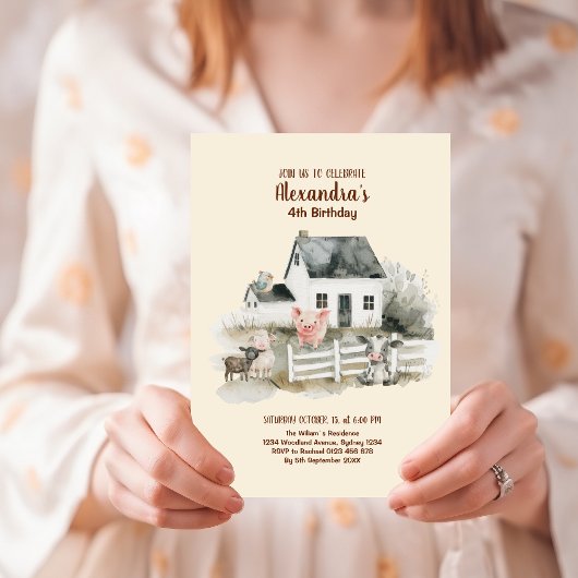 農場の動物たちの納屋の誕生日 招待状