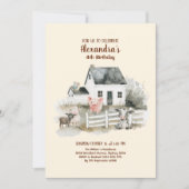 農場の動物たちの納屋の誕生日 招待状 (正面)