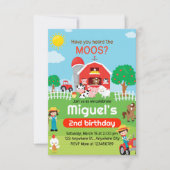 農場の動物たちの誕生日パーティーにお招きします!牧場パーティー 招待状 (正面)