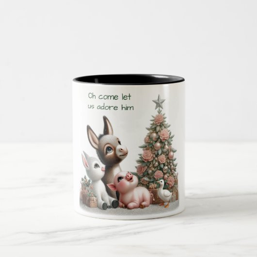 農場の動物たち クリスマス ツートーンマグカップ (中央)