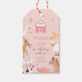 農場の動物たち バーンヤード ガール ピンク 誕生日 ギフトタグ (正面)
