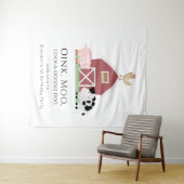 農場の動物たち 動物小屋 白 誕生日 ウェルカム タペストリー (インサイチュ(横))