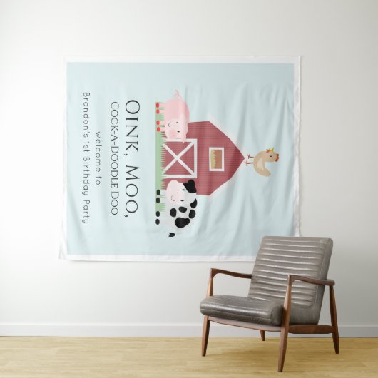 農場の動物たち 牧場の少年 ブルーの誕生日 ウェルカム タペストリー (インサイチュ(横))