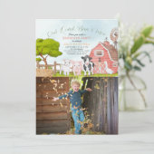 農場の動物たち 牧場の水彩写真 誕生日 招待状 (スタンド正面)