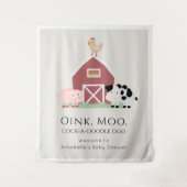 農場の動物たち 牧場 ベージュのベビーシャワー ウェルカム タペストリー (正面)