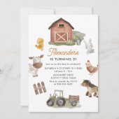農場の動物たち 2歳の誕生日パーティー 招待状 (正面)