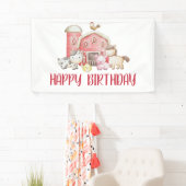 農場の動物と納屋の誕生日 横断幕 (インサイチュ)