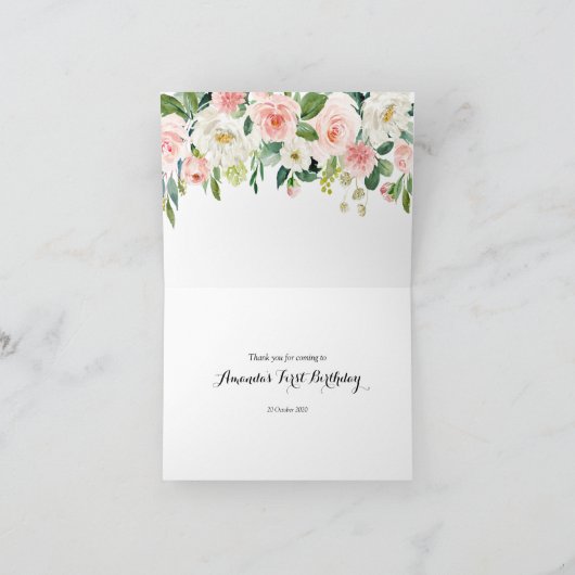 農場の動物と花の女の子の赤ちゃんシャワー感謝カード サンキューカード (内部)