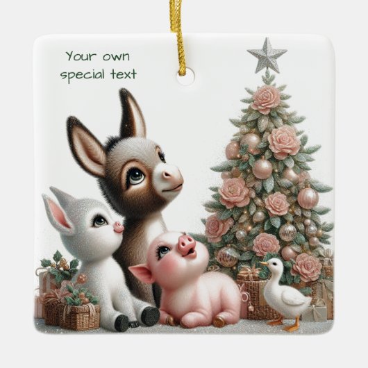 農場の動物のクリスマスオーナメント セラミックオーナメント (正面)