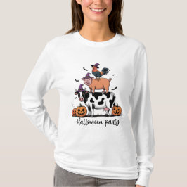 農場の動物のハロウィンパーティーの長袖Tシャツ Tシャツ