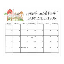 農場の動物のベビーシャワー出産予定日カレンダー