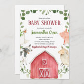 農場の動物のベビーシャワー招待状 招待状 (正面/裏面)