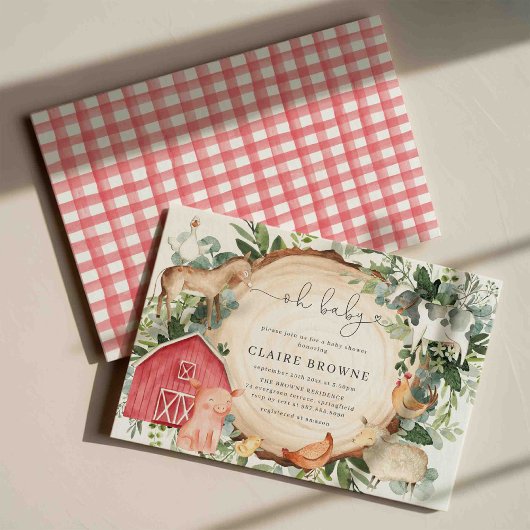 農場の動物のベビーシャワー招待状 招待状