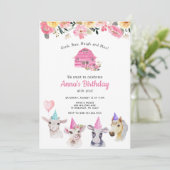 農場の動物の女の子の誕生日招待状 招待状 (スタンド正面)