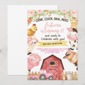 農場の動物の女の子の誕生日招待状 招待状 (正面/裏面)