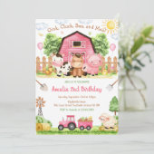 農場の動物の子供の誕生日招待状 招待状 (スタンド正面)
