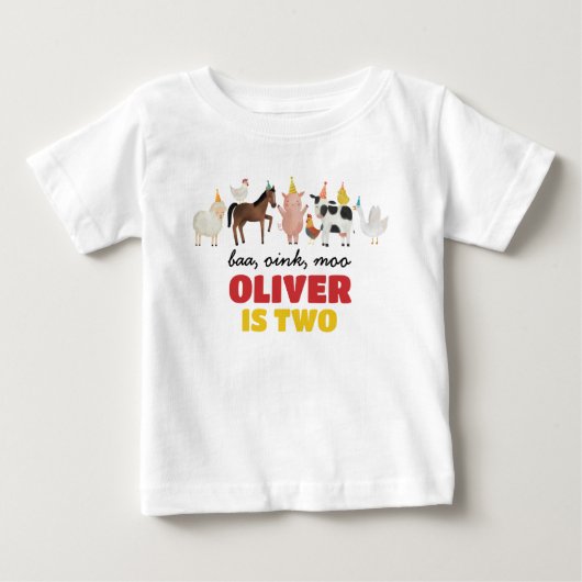 農場の動物の少年誕生日 ベビーTシャツ (正面)