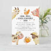 農場の動物の牧場の誕生日パーティー 招待状 (スタンド正面)