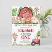 農場の動物の男の子の納屋の誕生日パーティー 招待状 (スタンド正面)