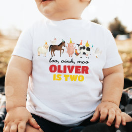 農場の動物の男の子の誕生日 ベビーTシャツ