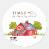 農場の動物の誕生日お祝い ラウンドシール (正面)