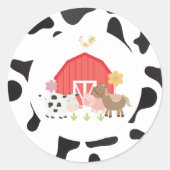 農場の動物の誕生日パーティーのお礼のタグ ラウンドシール (正面)