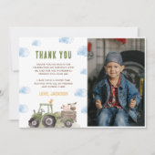 農場の動物の誕生日パーティーの写真 サンキューカード (正面)