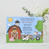 農場の動物の誕生日パーティー招待状 招待状 (スタンド正面)