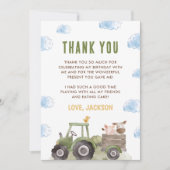 農場の動物の誕生日パーティー サンキューカード (正面)