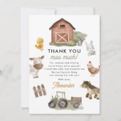 農場の動物の誕生日パーティー サンキューカード (正面)