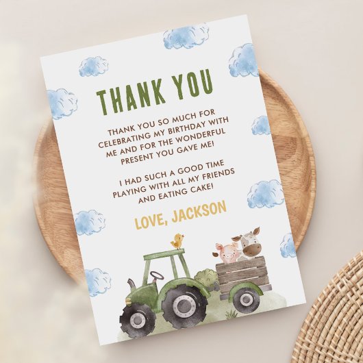 農場の動物の誕生日パーティー サンキューカード