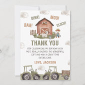 農場の動物の誕生日パーティー サンキューカード (正面)