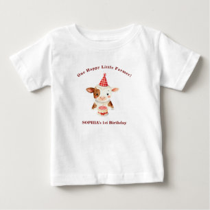 農場の動物の誕生日Tシャツ幸せな小さな農家の男の子 ベビーTシャツ
