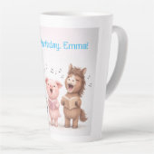 農場の動物バンドの誕生日 カフェラテマグ (右アングル)