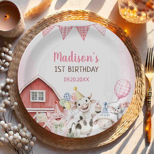 農場の動物 バーンヤード 1歳の誕生日 ペーパープレート