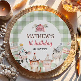 農場の動物 バーンヤード 1歳の誕生日 ペーパープレート