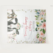 農場の動物 フラワーの女の子 ベビーシャワーのサイン タペストリー (正面(横))