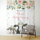 農場の動物 フラワーの女の子 ベビーシャワーのサイン タペストリー (インサイチュ)