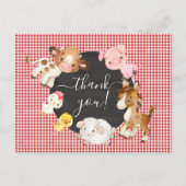 農場の動物 ベビーシャワー 感謝祭 ポストカード (正面)