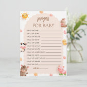 農場の動物 ベビーシャワー 祝福のカード 招待状 (スタンド正面)