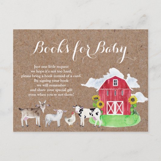農場の動物 水彩クラフト 赤ちゃんのための本 インビテーションポストカード (正面)