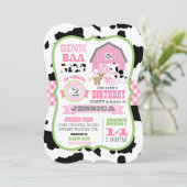 農場の動物 牛革 ギンガム 田舎娘 誕生日 招待状 (スタンド正面)