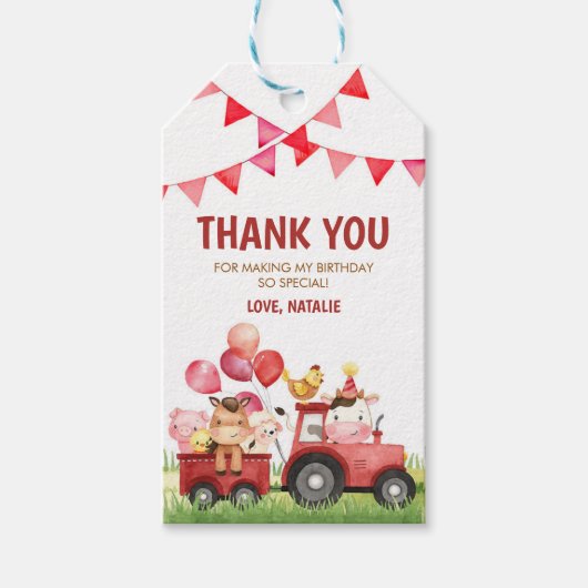 農場の動物、納屋、牧場 ギフトタグ (正面)