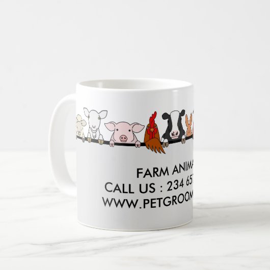 農場の動物 羊 ニワトリ 牛 お客様 コーヒーマグカップ (正面左)